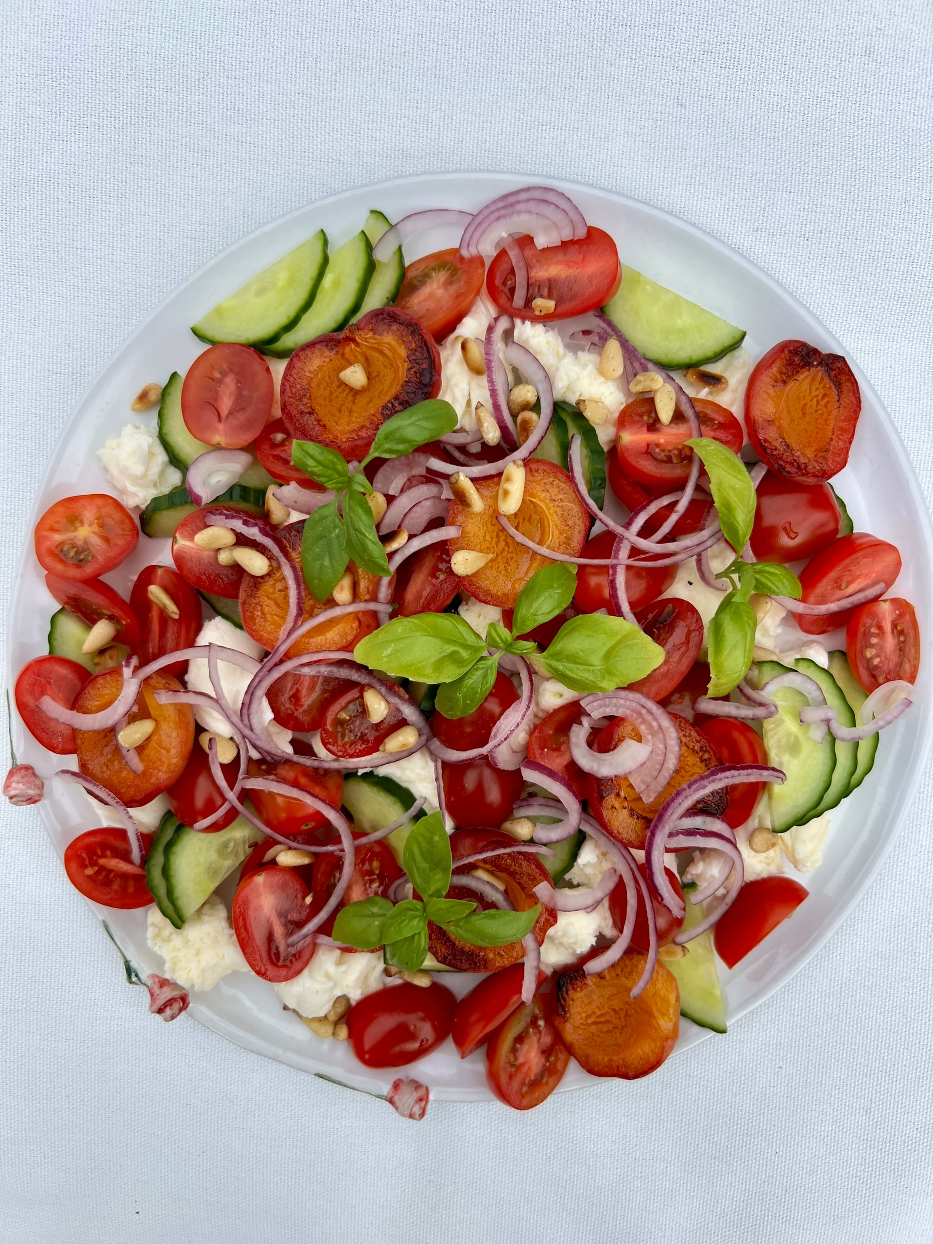 Tomate Mozzarella mit gegrillten Aprikosen