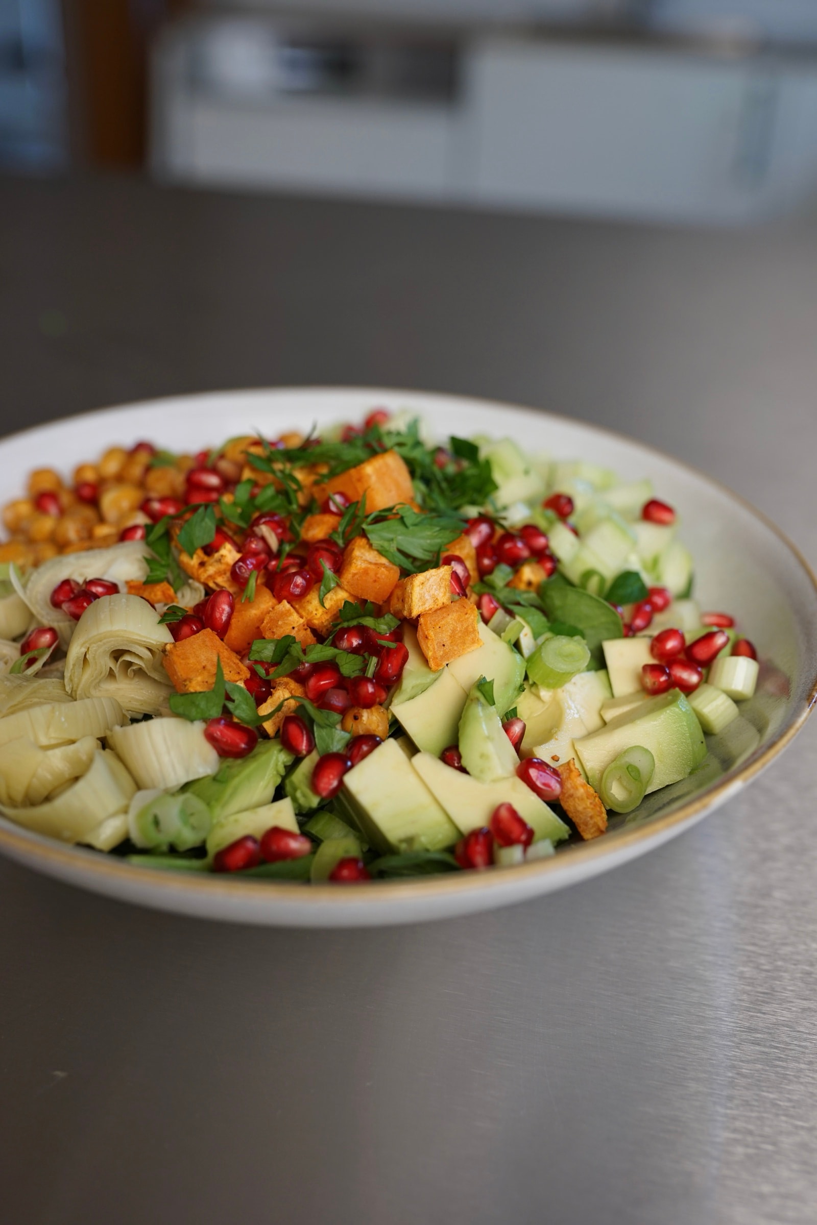 Süßkartoffel. Kichererbsen. Bowl