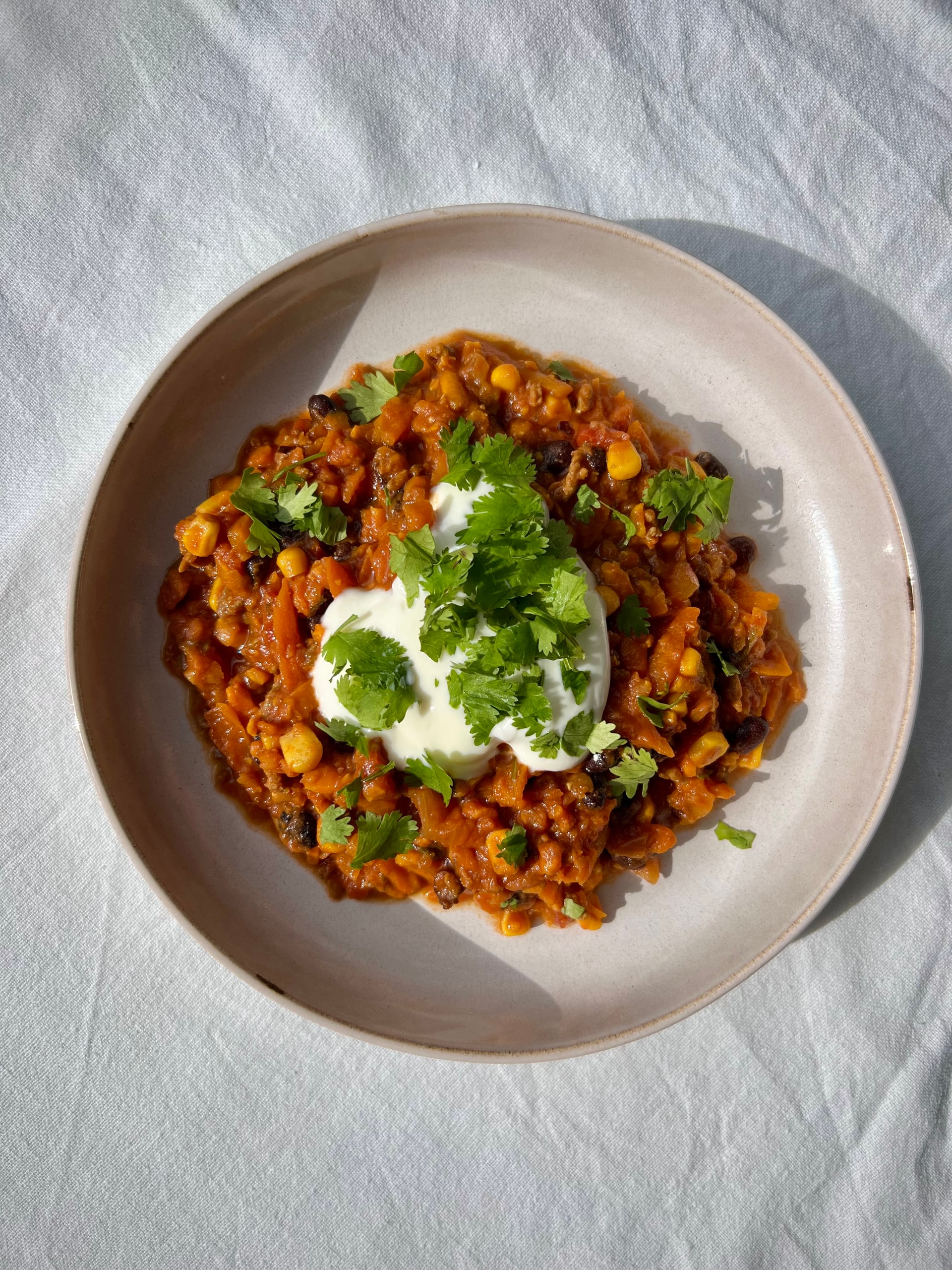 Süßkartoffel-Chili mit Rinderhack